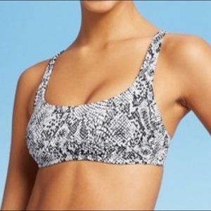 🌞Ribbed Bralette Bikini Top White Snakeskin Print